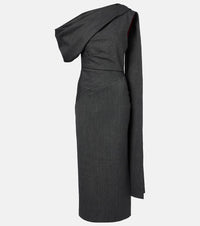 Roksanda Maite herringbone draped midi dress