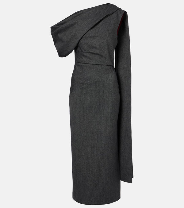 Roksanda Maite herringbone draped midi dress