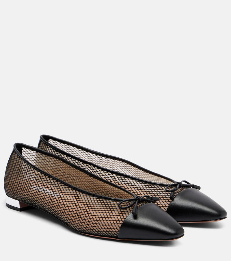Aquazzura Gioia mesh and leather ballet flats