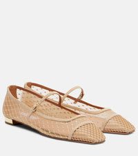 Aquazzura Juliette suede-trimmed Mary Jane flats