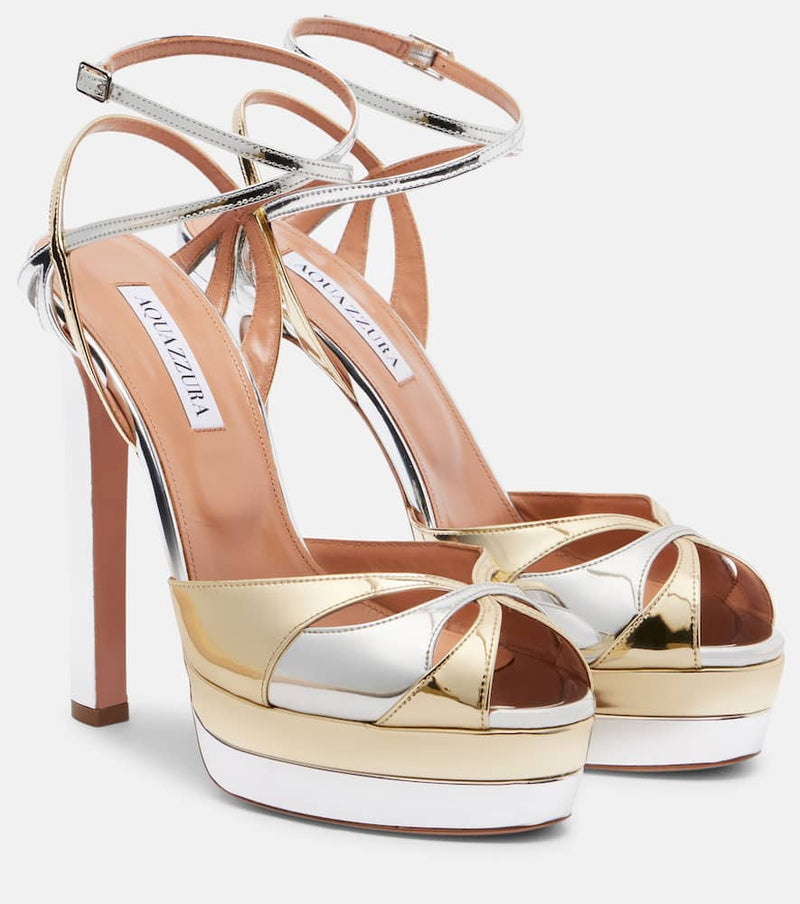 Aquazzura Moves 130 mirrored leather platform sandals