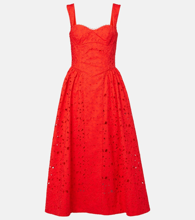 Rebecca Vallance Blaire cotton guipure lace midi dress