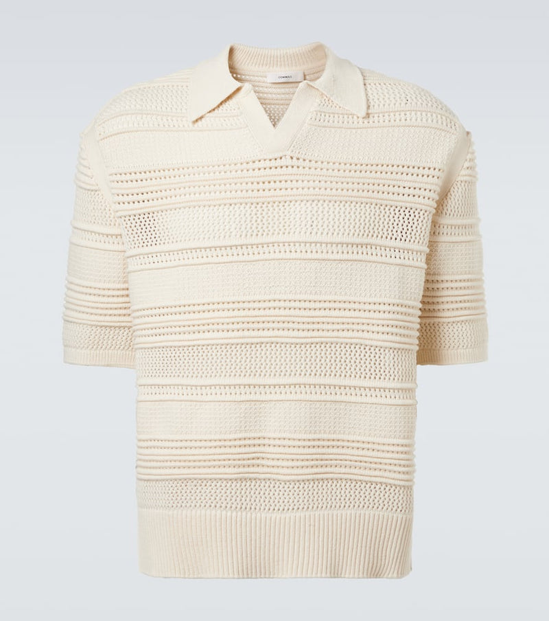 Commas Crochet cotton-blend polo shirt