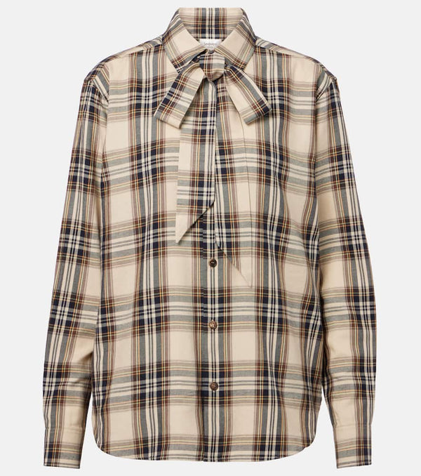 Saint Laurent Cassandre plaid cotton-blend shirt