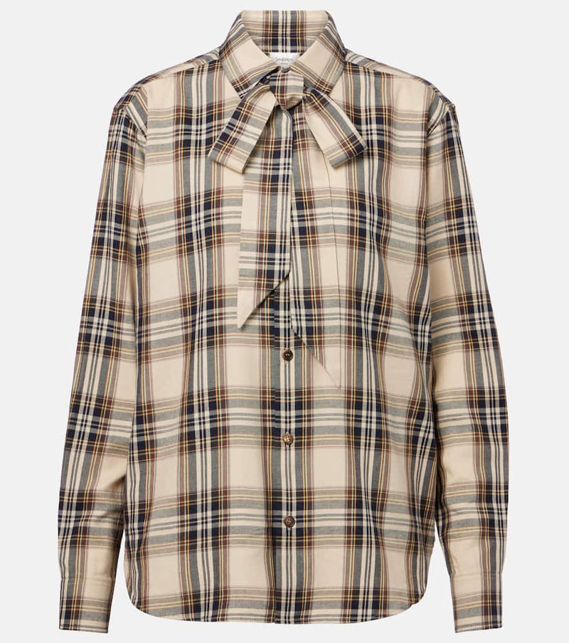 Saint Laurent Cassandre plaid cotton-blend shirt