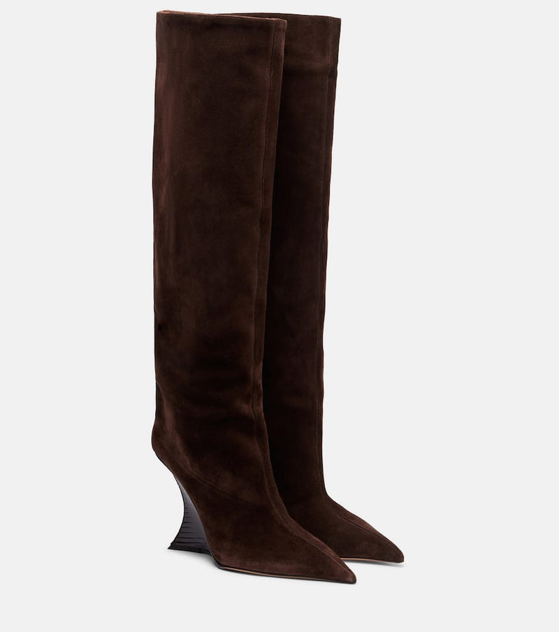 Paris Texas Nina suede knee-high wedge boots