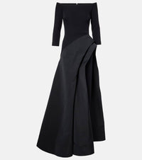 Safiyaa Nila draped off-shoulder crepe gown