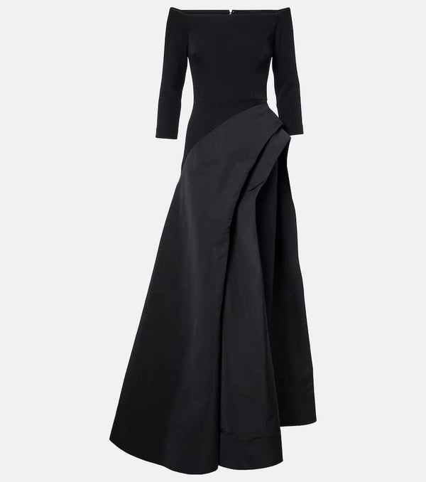 Safiyaa Nila draped off-shoulder crepe gown