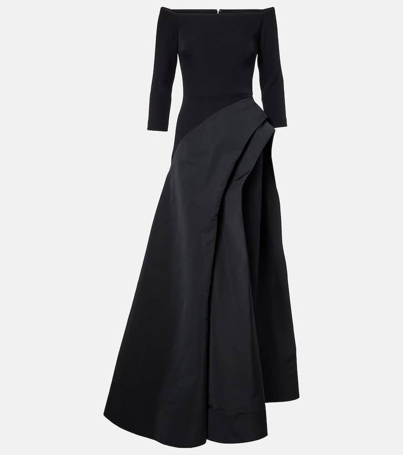 Safiyaa Nila draped off-shoulder crepe gown