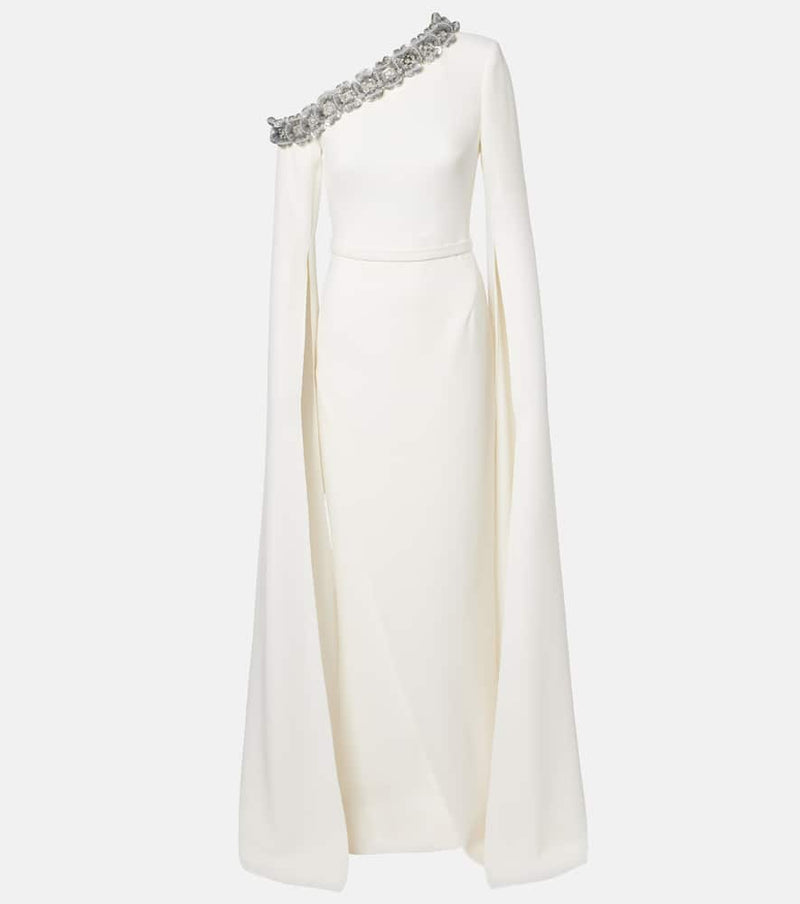 Safiyaa Rinna floral-applique one-shoulder gown