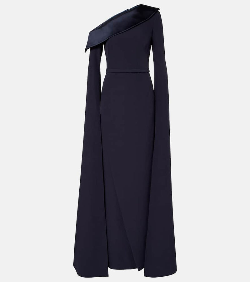 Safiyaa Rinoa caped crepe gown