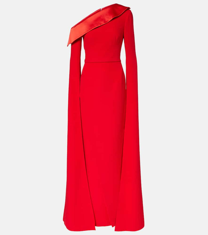 Safiyaa Rinoa caped crepe gown