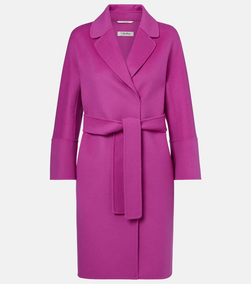 S Max Mara Arona Belted Virgin Wool Coat Pink