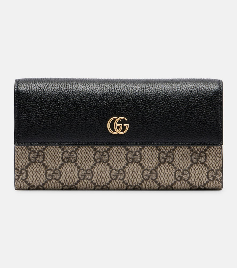 Gucci GG Marmont leather-trimmed wallet on chain
