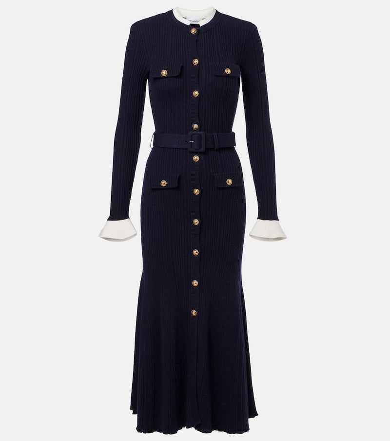 Self-Portrait Ribbed-knit midi dress