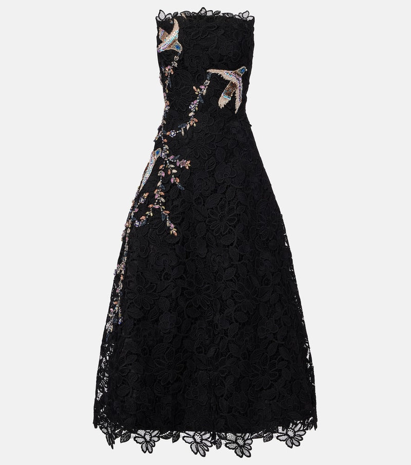 Costarellos Embroidered lace midi dress