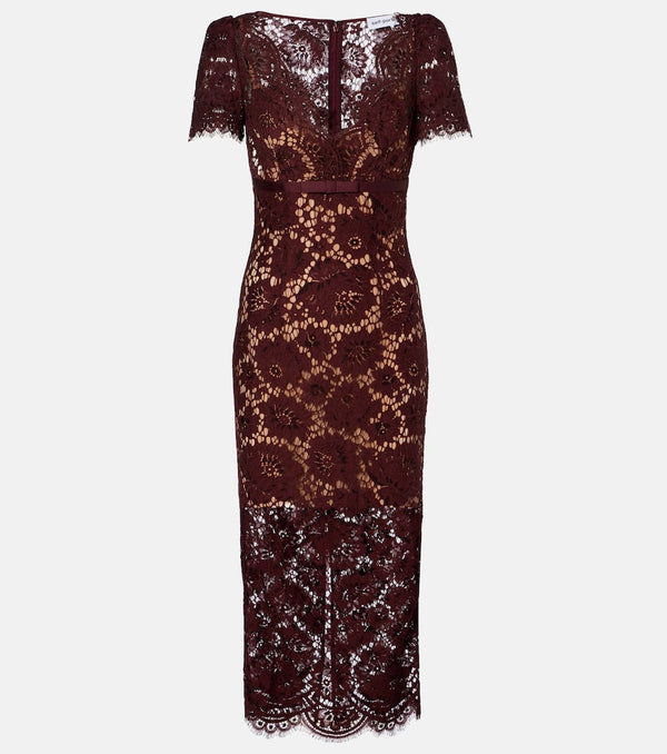 Self-Portrait Floral lace midi dress