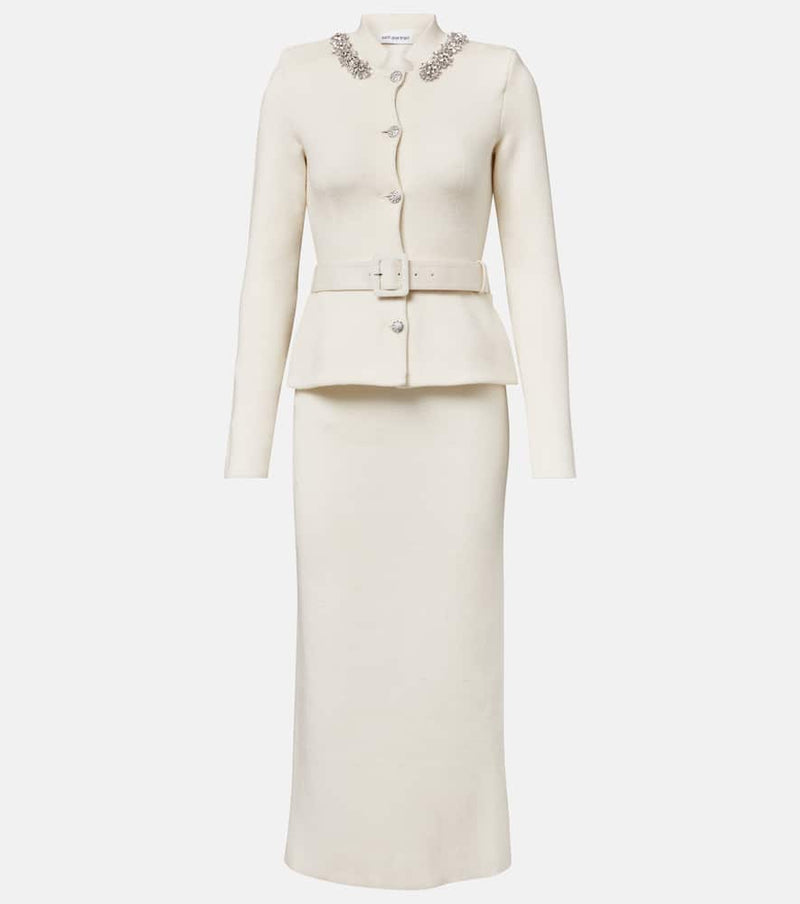 Self-Portrait Embellished knitted midi dress