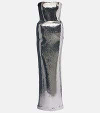 David Koma Padded sequined bustier gown