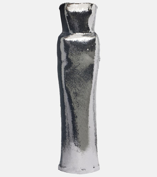 David Koma Padded sequined bustier gown