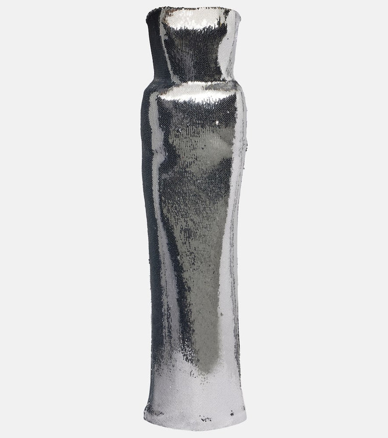 David Koma Padded sequined bustier gown