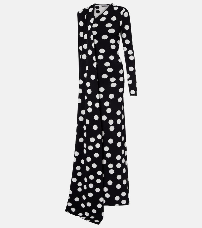 David Koma Polka-dot scarf-detail gown