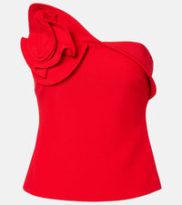 Roland Mouret Floral-applique strapless crepe top