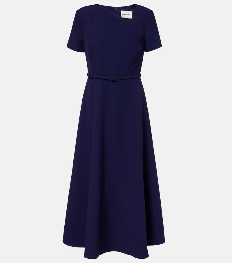 Roland Mouret Asymmetric belted crepe midi dress