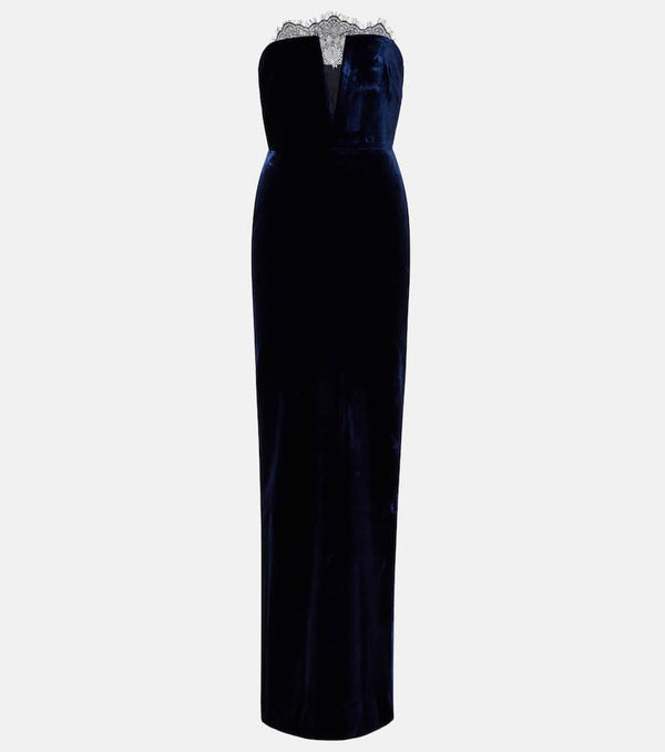Roland Mouret Lace-trimmed velvet corset gown