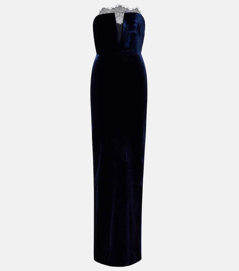 Roland Mouret Lace-trimmed velvet corset gown