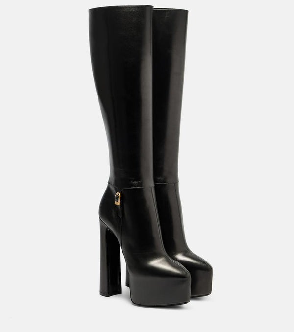 Saint Laurent Nico leather platform knee-high boots