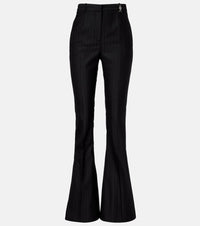 Versace Embellished pinestripe wool flared pants