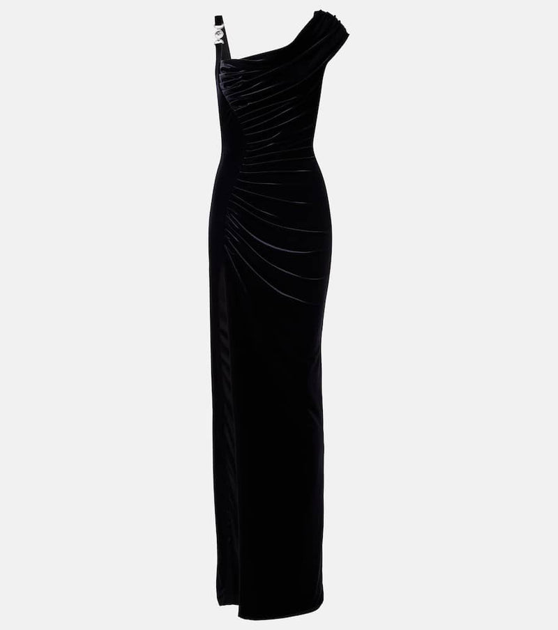 Versace Asymmetric gathered velvet gown