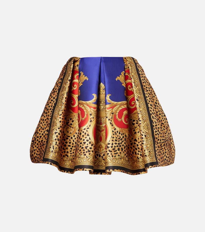 Versace Pleated printed satin miniskirt