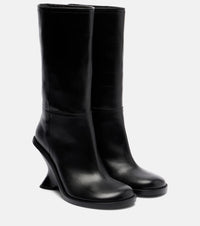 Dries Van Noten 95 leather wedge knee-high boots