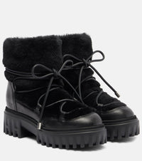 Hogan Shearling-trimmed leather snow boots