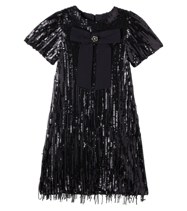 Patachou Bow-detail sequined dress