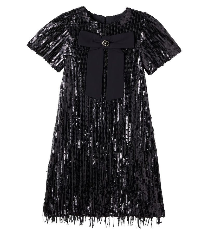 Patachou Bow-detail sequined dress