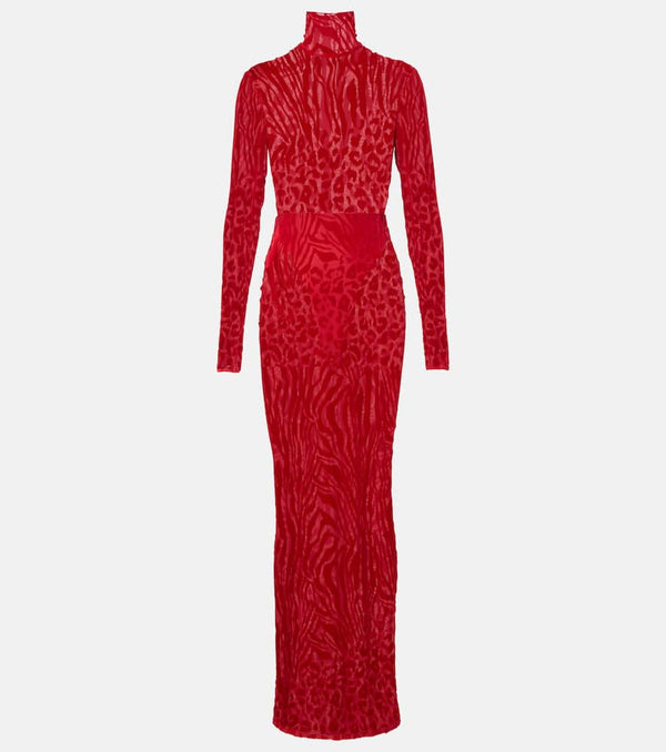 Alex Perry Printed turtleneck jersey maxi dress