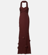Self-Portrait Scarf-detail jersey gown