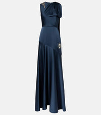 Erdem Embellished scarf-detail satin cady gown