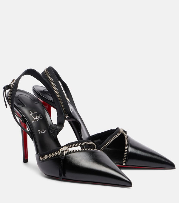 Christian Louboutin Slingyzip 100 leather slingback pumps