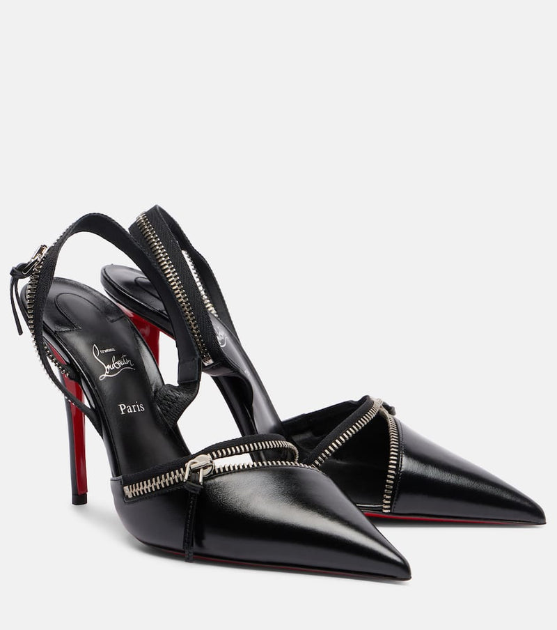 Christian Louboutin Slingyzip 100 leather slingback pumps