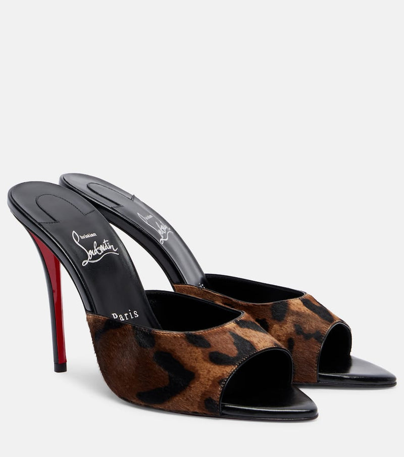Christian Louboutin Miss Z 100 leopard-print calf hair mules