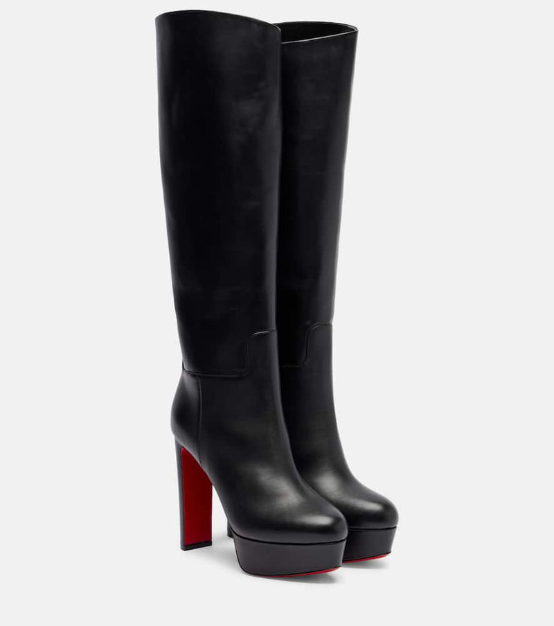 Christian Louboutin Loo 130 Leather Platform Knee-High Boots Black