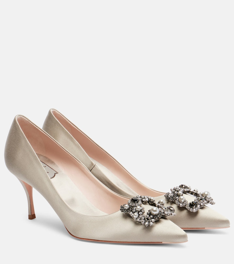 Roger Vivier Efflorescence 65 embellished satin pumps