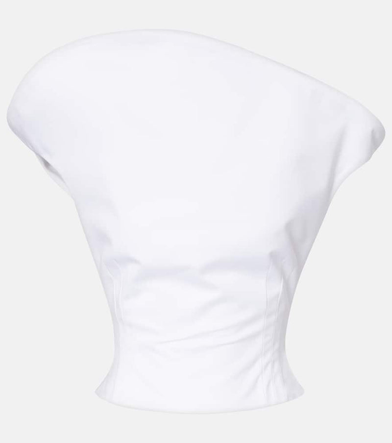 Magda Butrym Asymmetric Cotton Bustier Top White