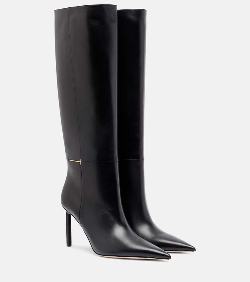 Tom Ford Julianne 85 Leather Knee-High Boots Black