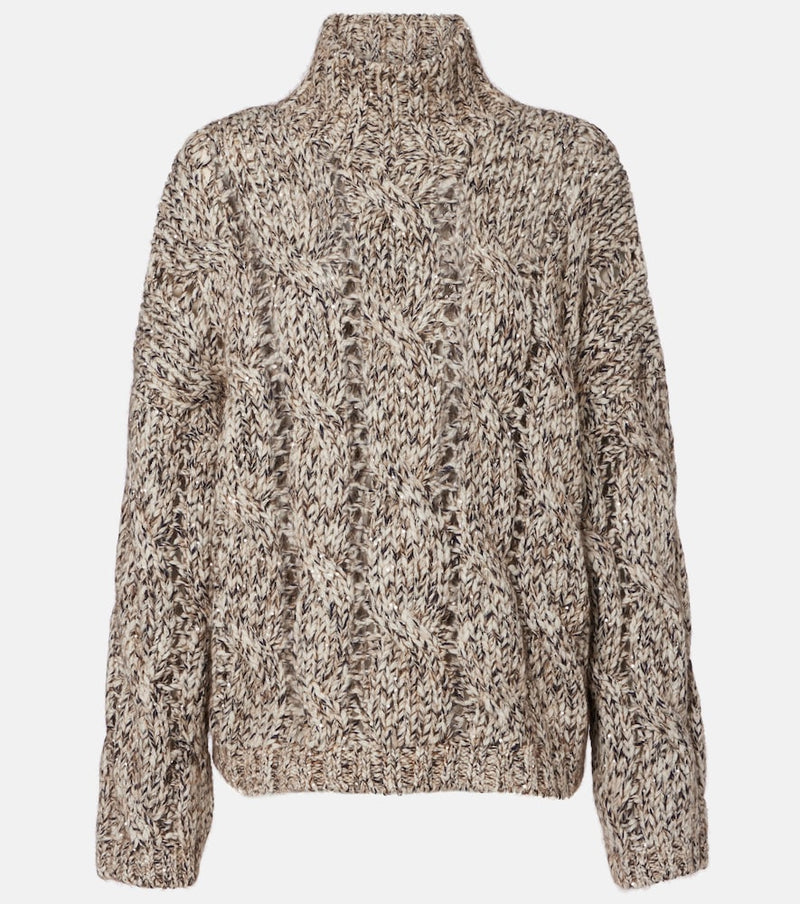Brunello Cucinelli Cable-knit wool and cashmere turtleneck sweater
