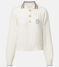 Brunello Cucinelli Logo cable-knit cashmere polo sweater